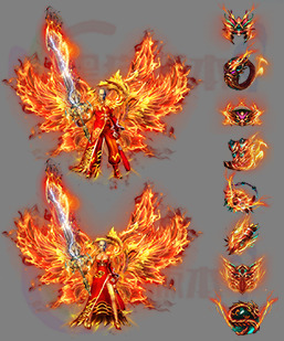 251211-B14涅槃凤甲男女武器衣服首饰 传奇剑甲高清素材