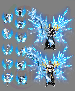 251106-A32-冰蓝黑甲男女武器衣服首饰套装